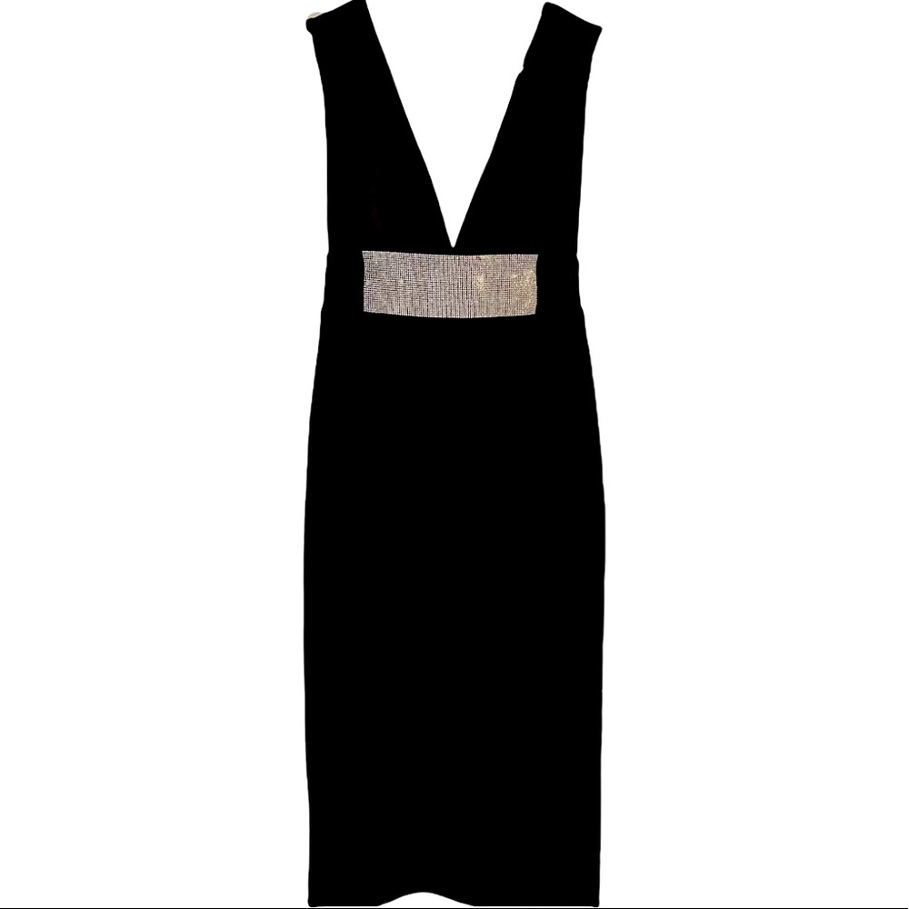 Black Deep V neck dress